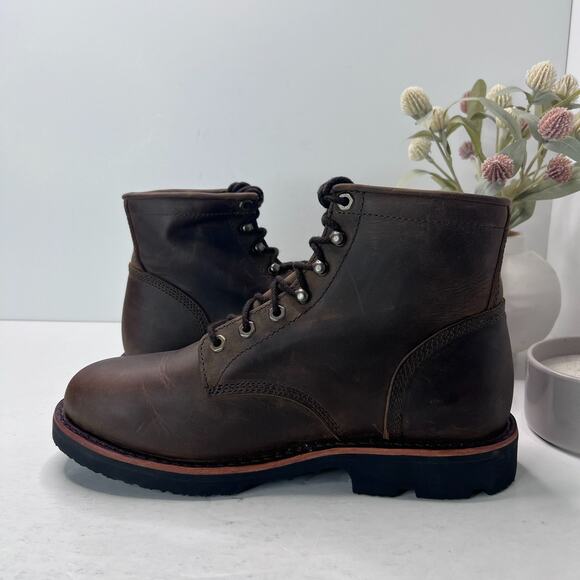 Chippewa Classic 2.0 Wood 6" Leather Work Boots Brown Men's 10.5EE Vibram Sole - Picture 6 of 9